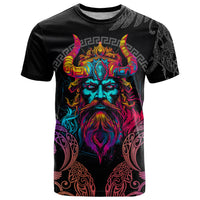 Nordic Warrior Viking T Shirt with Raven Motif Neon - Wonder Print Shop