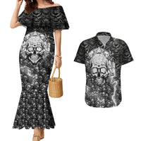 Skull Couples Matching Mermaid Dress and Hawaiian Shirt Your Demons Hide Under Your Bed Mine Hide Inside My Head - Wonder Print Shop