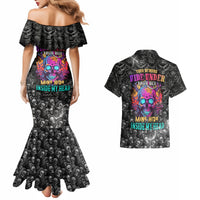 Skull Couples Matching Mermaid Dress and Hawaiian Shirt Your Demons Hide Under Your Bed Mine Hide Inside My Head - Wonder Print Shop