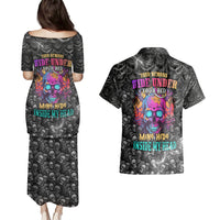 Skull Couples Matching Puletasi Dress and Hawaiian Shirt Your Demons Hide Under Your Bed Mine Hide Inside My Head - Wonder Print Shop