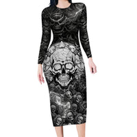 Skull Long Sleeve Bodycon Dress Your Demons Hide Under Your Bed Mine Hide Inside My Head - Wonder Print Shop