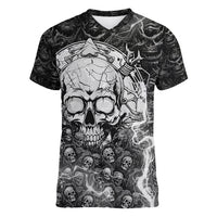 Skull Women V Neck T Shirt Your Demons Hide Under Your Bed Mine Hide Inside My Head - Wonder Print Shop