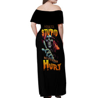 Reaper Skull Off Shoulder Maxi Dress I Can Fix Stupid But It's Gonna Hurt - Wonder Print Shop