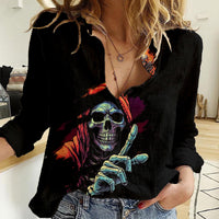 Reaper Skull Women Casual Shirt I Can Fix Stupid But It's Gonna Hurt - Wonder Print Shop