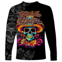 Day Of The Dead Sugar Skull Long Sleeve Shirt Dia De Los Murtos - Wonder Print Shop