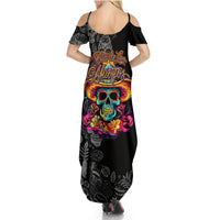Day Of The Dead Sugar Skull Summer Maxi Dress Dia De Los Murtos - Wonder Print Shop