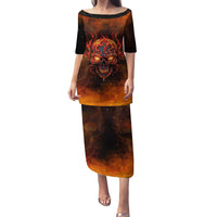 Fire Skull Puletasi Of Course I'm Going To Hell I'm Just Here To Pick You Up - Wonder Print Shop