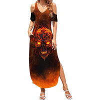 Fire Skull Summer Maxi Dress Of Course I'm Going To Hell I'm Just Here To Pick You Up - Wonder Print Shop