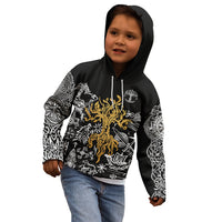 Viking Kid Hoodie Yggdrasil Pattern And Ancient Rune - Wonder Print Shop