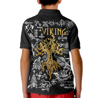 Viking Kid Polo Shirt Yggdrasil Pattern And Ancient Rune - Wonder Print Shop