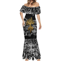 Viking Mermaid Dress Yggdrasil Pattern And Ancient Rune - Wonder Print Shop