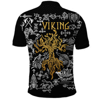 Viking Polo Shirt Yggdrasil Pattern And Ancient Rune - Wonder Print Shop