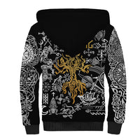 Viking Sherpa Hoodie Yggdrasil Pattern And Ancient Rune - Wonder Print Shop