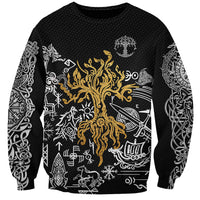 Viking Sweatshirt Yggdrasil Pattern And Ancient Rune - Wonder Print Shop