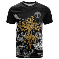 Viking T Shirt Yggdrasil Pattern And Ancient Rune - Wonder Print Shop