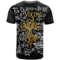 Viking T Shirt Yggdrasil Pattern And Ancient Rune - Wonder Print Shop