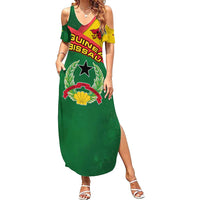 Guinea Bissau Family Matching Summer Maxi Dress and Hawaiian Shirt with Green Yellow Red Swirl Design - Wonder Print Shop