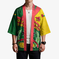 Guinea Bissau Kimono with Green Yellow Red Swirl Design - Wonder Print Shop