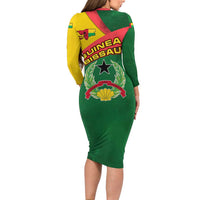 Guinea Bissau Long Sleeve Bodycon Dress with Green Yellow Red Swirl Design - Wonder Print Shop