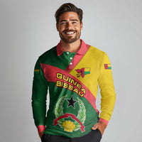 Guinea Bissau Long Sleeve Polo Shirt with Green Yellow Red Swirl Design - Wonder Print Shop