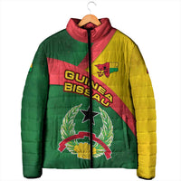 Guinea Bissau Padded Jacket with Green Yellow Red Swirl Design - Wonder Print Shop