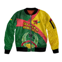 Guinea Bissau Sleeve Zip Bomber Jacket with Green Yellow Red Swirl Design - Wonder Print Shop