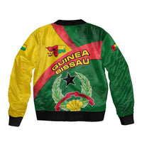 Guinea Bissau Sleeve Zip Bomber Jacket with Green Yellow Red Swirl Design - Wonder Print Shop