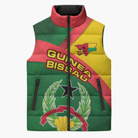 Guinea Bissau Sleeveless Puffer Jacket with Green Yellow Red Swirl Design - Wonder Print Shop