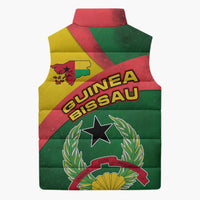 Guinea Bissau Sleeveless Puffer Jacket with Green Yellow Red Swirl Design - Wonder Print Shop