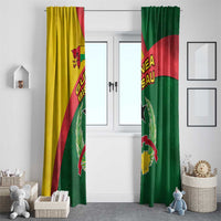 Guinea Bissau Window Curtain with Green Yellow Red Swirl Design - Wonder Print Shop