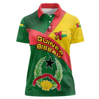Guinea Bissau Women Polo Shirt with Green Yellow Red Swirl Design - Wonder Print Shop