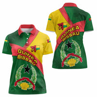 Guinea Bissau Women Polo Shirt with Green Yellow Red Swirl Design - Wonder Print Shop