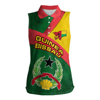 Guinea Bissau Women Sleeveless Polo Shirt with Green Yellow Red Swirl Design - Wonder Print Shop