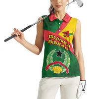 Guinea Bissau Women Sleeveless Polo Shirt with Green Yellow Red Swirl Design - Wonder Print Shop