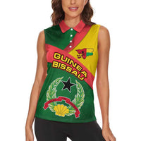 Guinea Bissau Women Sleeveless Polo Shirt with Green Yellow Red Swirl Design - Wonder Print Shop