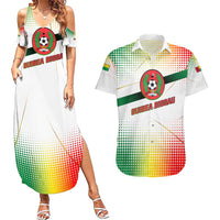 Guinea Bissau Couples Matching Summer Maxi Dress and Hawaiian Shirt with White Green Red Gradient Design - Wonder Print Shop