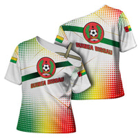 Guinea Bissau Cross Shoulder Shirt with White Green Red Gradient Design - Wonder Print Shop