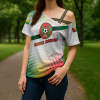 Guinea Bissau Cross Shoulder Shirt with White Green Red Gradient Design - Wonder Print Shop
