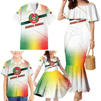 Guinea Bissau Family Matching Mermaid Dress and Hawaiian Shirt with White Green Red Gradient Design - Wonder Print Shop