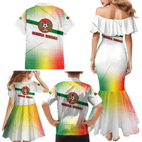 Guinea Bissau Family Matching Mermaid Dress and Hawaiian Shirt with White Green Red Gradient Design - Wonder Print Shop