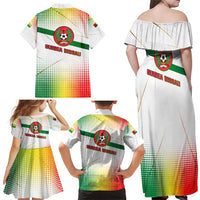 Guinea Bissau Family Matching Off Shoulder Maxi Dress and Hawaiian Shirt with White Green Red Gradient Design - Wonder Print Shop