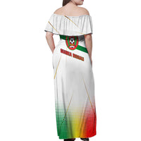 Guinea Bissau Family Matching Off Shoulder Maxi Dress and Hawaiian Shirt with White Green Red Gradient Design - Wonder Print Shop