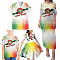 Guinea Bissau Family Matching Puletasi and Hawaiian Shirt with White Green Red Gradient Design - Wonder Print Shop