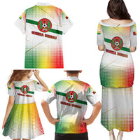 Guinea Bissau Family Matching Puletasi and Hawaiian Shirt with White Green Red Gradient Design - Wonder Print Shop