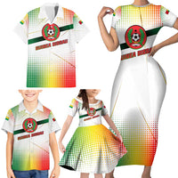 Guinea Bissau Family Matching Short Sleeve Bodycon Dress and Hawaiian Shirt with White Green Red Gradient Design - Wonder Print Shop
