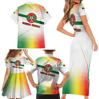 Guinea Bissau Family Matching Short Sleeve Bodycon Dress and Hawaiian Shirt with White Green Red Gradient Design - Wonder Print Shop