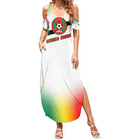 Guinea Bissau Family Matching Summer Maxi Dress and Hawaiian Shirt with White Green Red Gradient Design - Wonder Print Shop