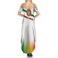 Guinea Bissau Family Matching Summer Maxi Dress and Hawaiian Shirt with White Green Red Gradient Design - Wonder Print Shop