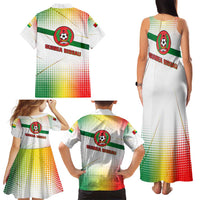 Guinea Bissau Family Matching Tank Maxi Dress and Hawaiian Shirt with White Green Red Gradient Design - Wonder Print Shop