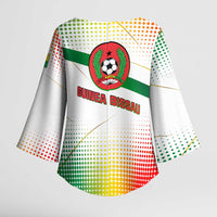 Guinea Bissau Kimono Sleeve Blouse with White Green Red Gradient Design - Wonder Print Shop